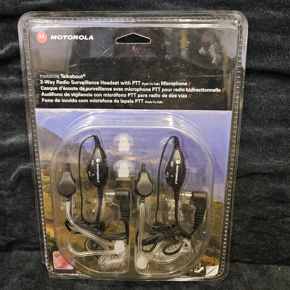 Motorola Talkabout 2 Way Radio‎ Surveillance Headset with PTT Microphone Black